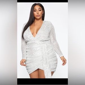 Center Stage Sequin Mini Dress - White/Silver